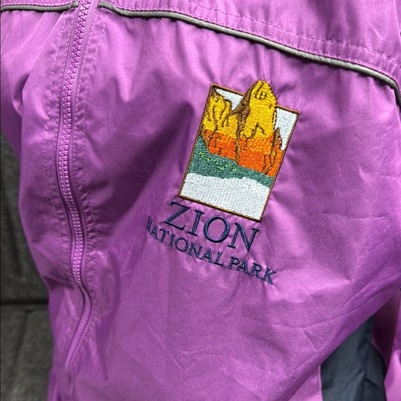 Purple Waterproof Raincoat with Hood and Graphic Detail - Picture 4 of 5